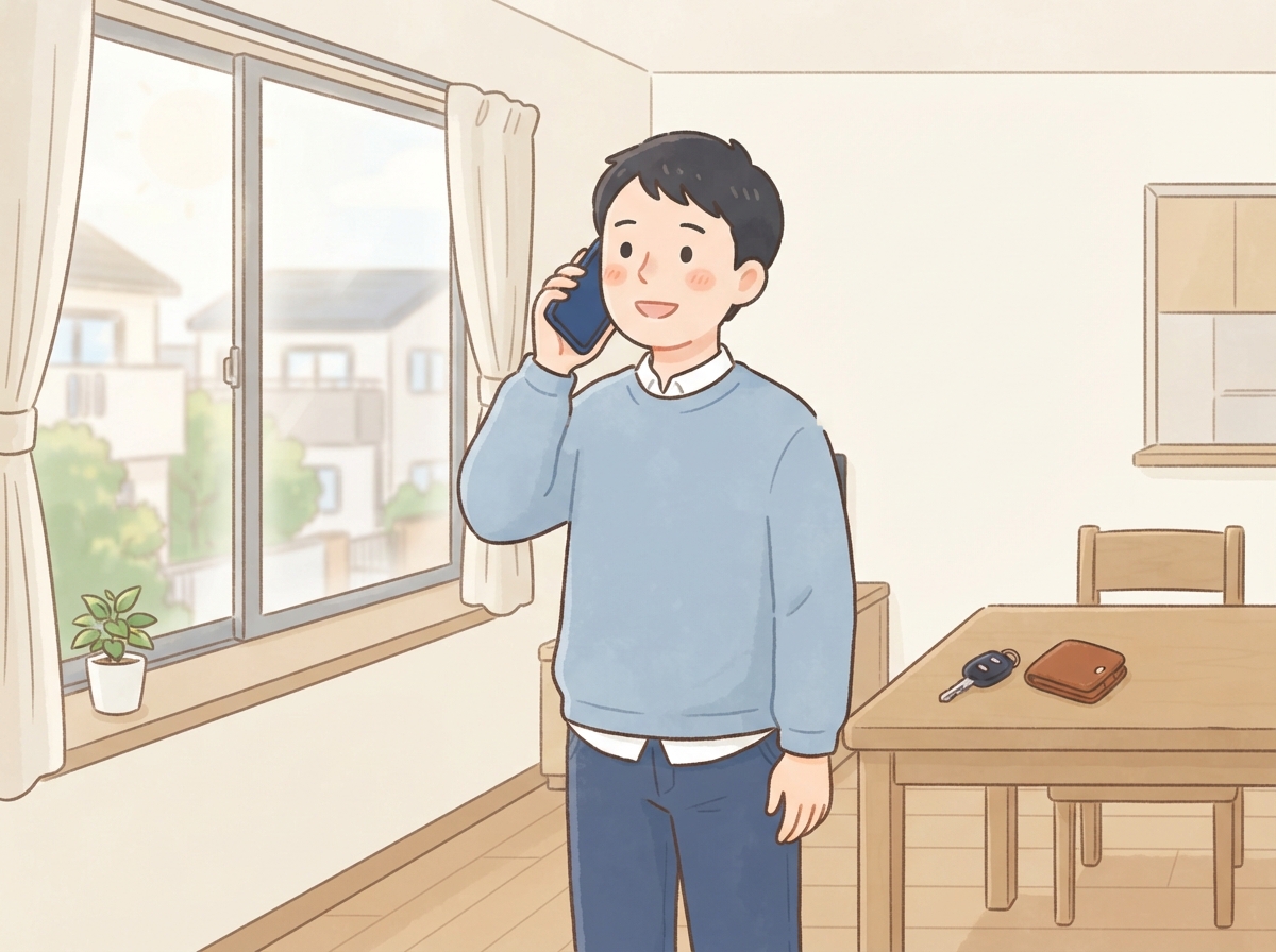 支払いが遅れそうなとき、先にお店へ電話で連絡している男性