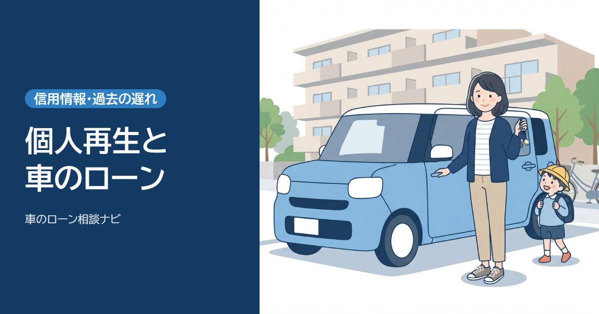 個人再生と車のローン。朝、マンションの前で軽自動車の横に立ち、子どもを送る前の女性